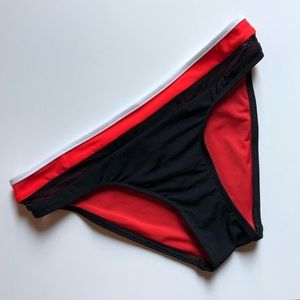 Jessika Allen Red Black Swim Bikini Bottom Sz 4